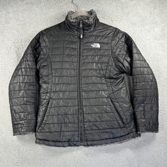 The North Face Jacket Girls XL Black Reversible Mossbud Swirl Full Zip Outdoor - Picture 1 of 13